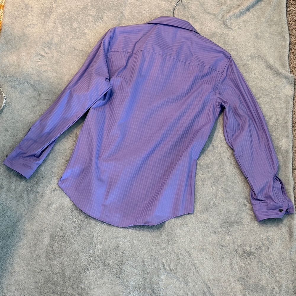 Kenneth Cole Reaction Medium Purple Striped Dress Shirt - Picture 12 of 12